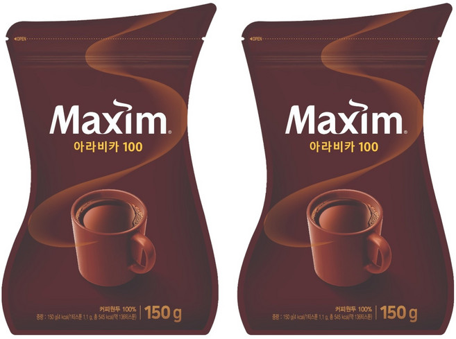 맥심 아라비카 100 원두 커피, 150g, 1개입, 2개