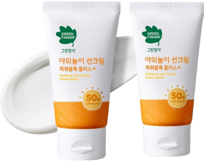 그린핑거 야외놀이 선크림 파워블록 플러스 SPF50+ PA++++, 80ml, 2개