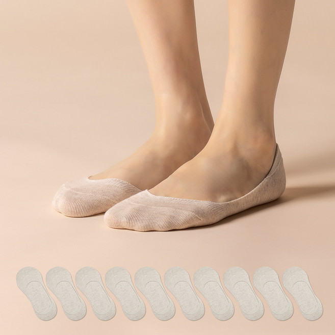 삭피엔스 여성용 절대 벗겨지지 않는 발등 짧은 페이크삭스 10켤레