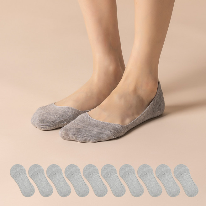 삭피엔스 여성용 절대 벗겨지지 않는 발등 짧은 페이크삭스 10켤레