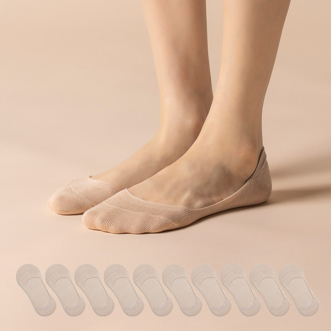 삭피엔스 여성용 절대 벗겨지지 않는 발등 짧은 페이크삭스 10켤레