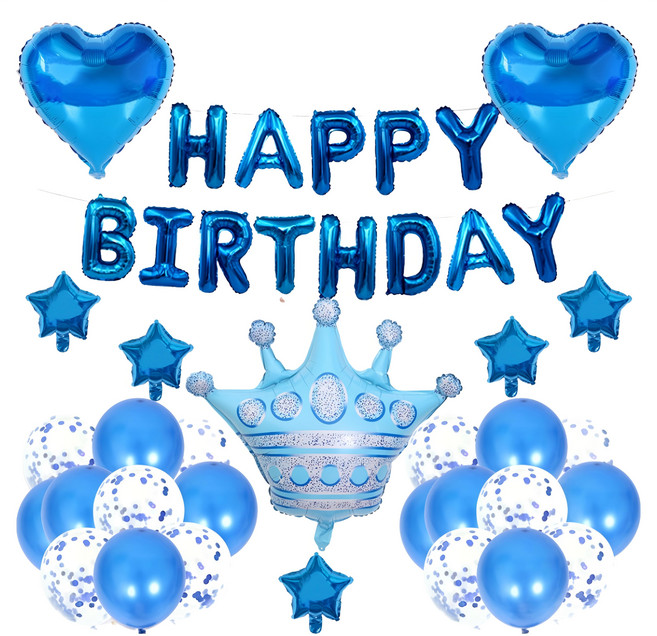 HBD氣球41顆套組, 藍色, 1組