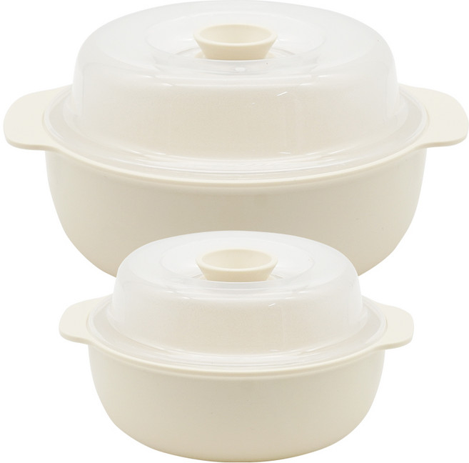 니드앤니드 생활엔 전자렌지찜기 소550ml+중1.2L 2종, 아이보리, 1세트