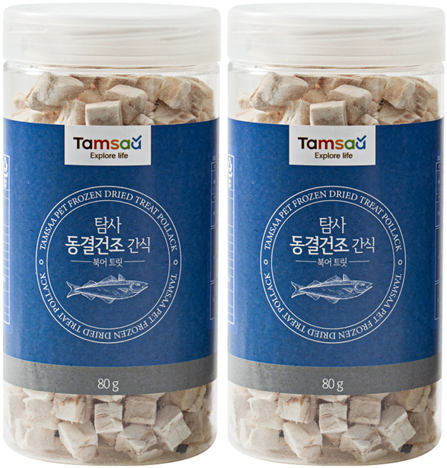 탐사 반려동물 동결건조 간식, 북어트릿, 80g, 2개