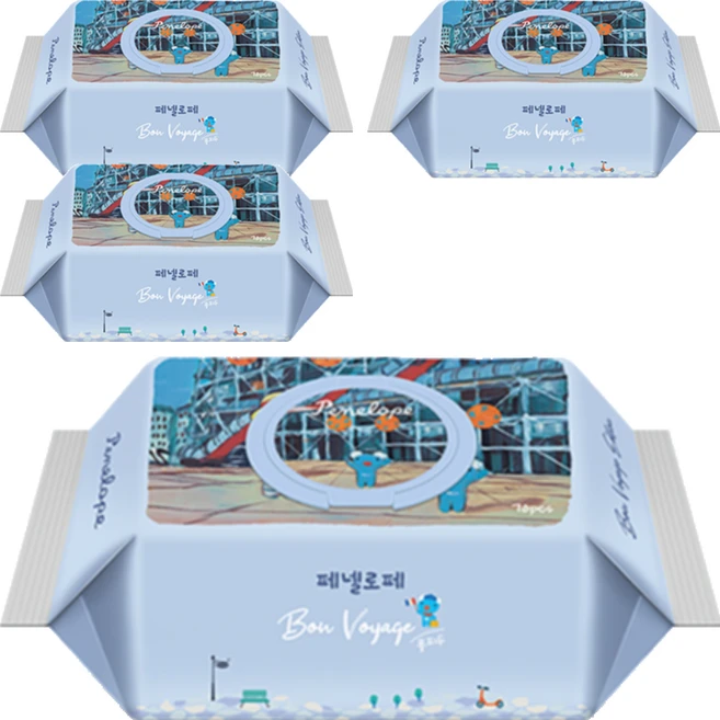 페넬로페 본보야지 퐁피두 저자극 아기물티슈 캡형, 75g, 70매, 4개 - 쿠팡