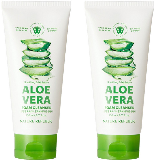 네이처리퍼블릭 수딩 앤 모이스처 알로에베라 폼클렌저, 150ml, 2개