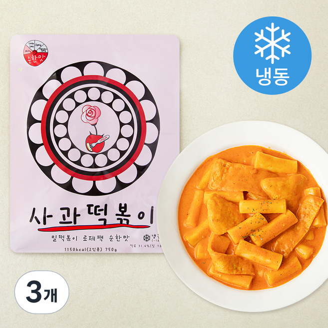 사과떡볶이 로제팩 로제떡볶이 순한맛 (냉동), 750g, 3개