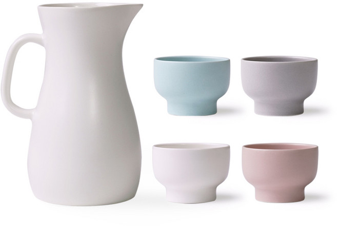 보울보울 국산 볼볼홈파티 주병세트 5P, 1세트, 주병 밀크화이트 + 소주잔 밀크화이트+애쉬그레이+파우더핑크+스카이블루