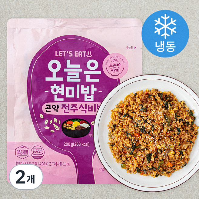 다신 오늘은 현미밥 곤약 전주식비빔 (냉동), 200g, 2개