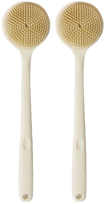 리빙공감 워시 실리콘 양면 바디 소프트 브러쉬, 아이보리, 2개