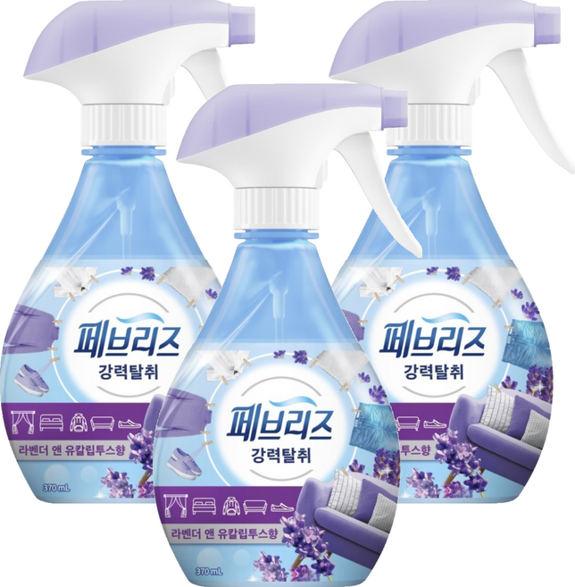 페브리즈 강력 섬유탈취제 라벤더 앤 유칼립투스향 본품, 370ml, 3개