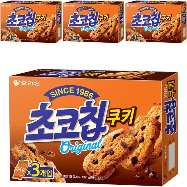 오리온 초코칩쿠키, 192g, 4개