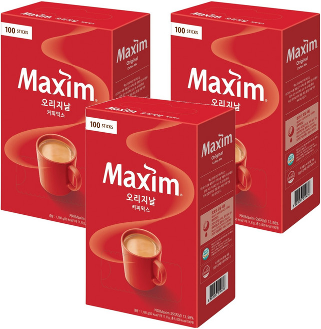 맥심 오리지날 커피믹스, 11.8g, 3개, 100개