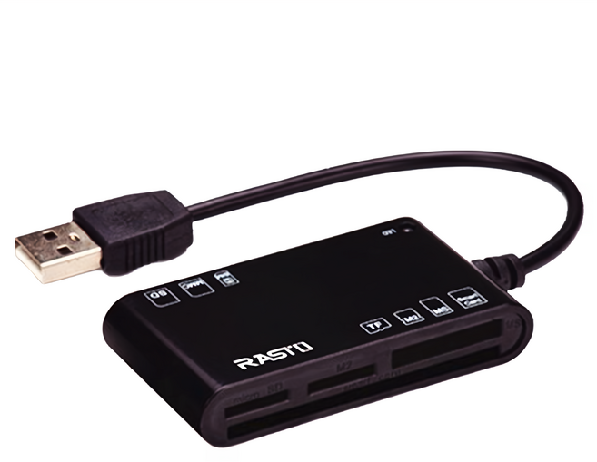 RASTO 晶片ATM+五合一記憶卡複合讀卡機, RT3, 黑色, 1個