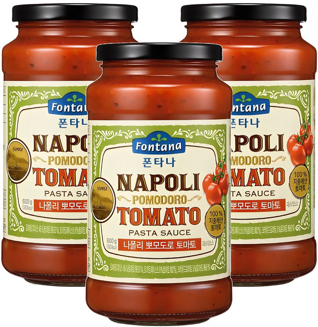 폰타나 나폴리 뽀모도로 토마토 파스타소스, 600g, 3개