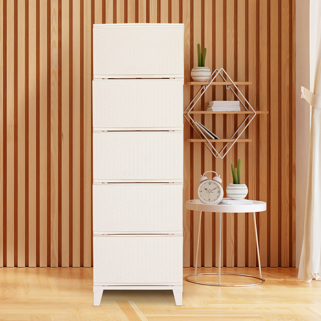 보노하우스 가든 라탄 서랍장 일반형, 크림, 5단