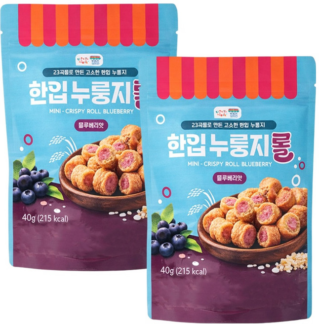 후르츠방앗간 한입 누룽지롤 블루베리맛, 40g, 2개