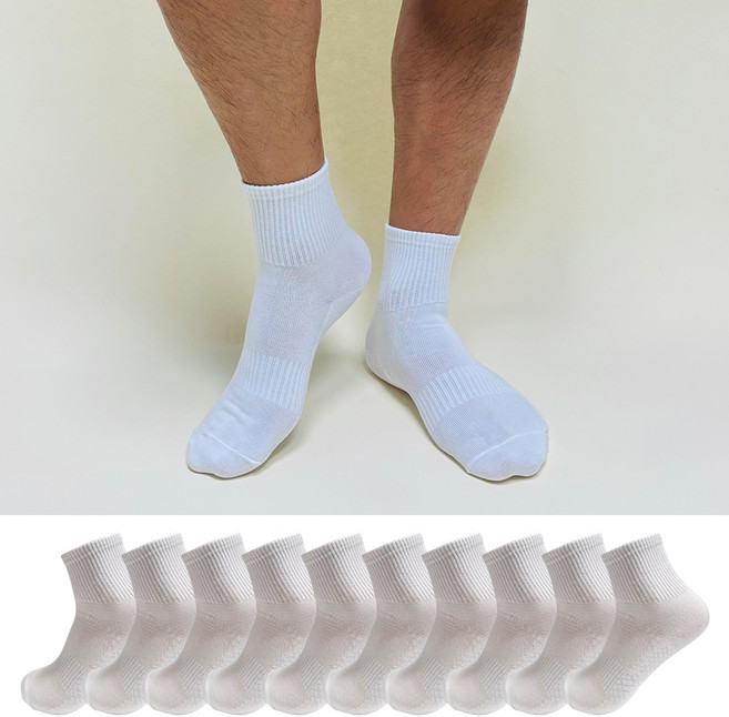 CAPACCI 男款氣墊短襪 10雙, 1套, 白色
