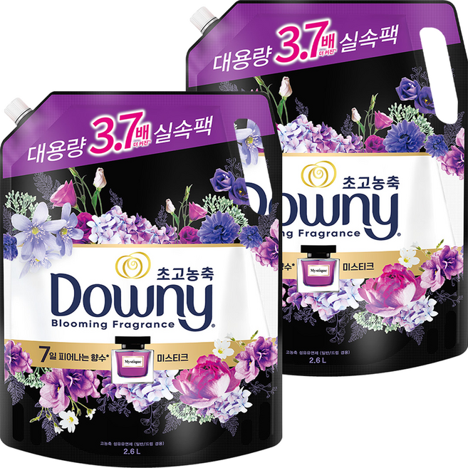 다우니 초고농축 섬유유연제 미스티크 리필, 2.6L, 2개