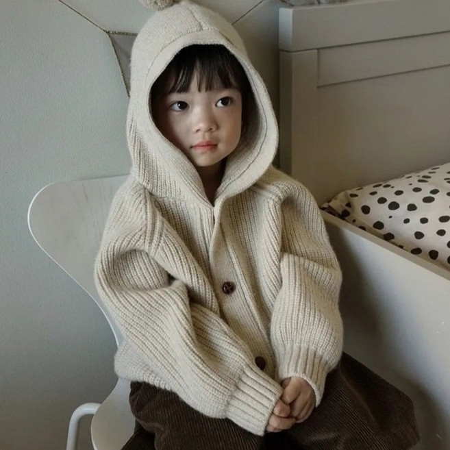 Arbe 아동용 타이니 후드 니트 가디건