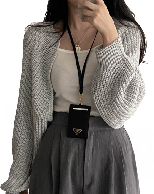 法式燈籠袖針織短版罩衫