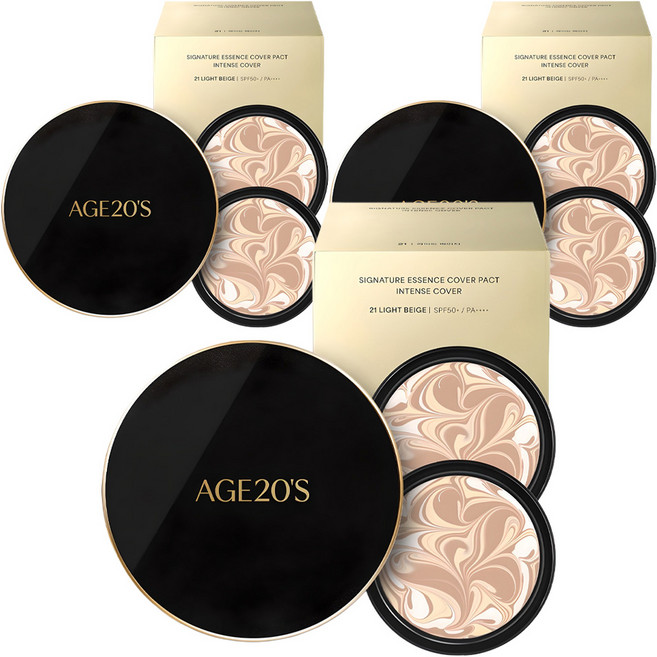 에이지투웨니스 시그니처 에센스 커버 팩트 인텐스 케이스 + 리필 14g 2p 세트, 21호, 3개