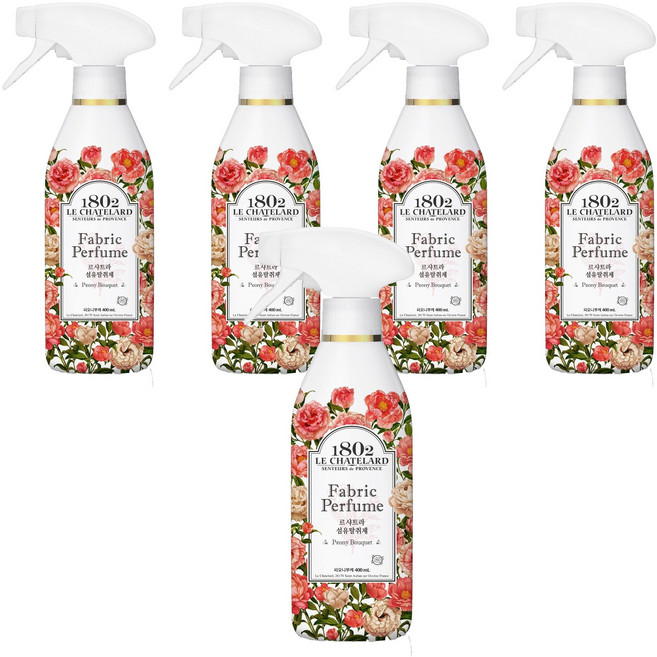 르샤트라1802 섬유탈취제 피오니부케향 본품, 400ml, 5개