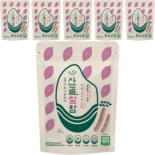 에코맘의산골이유식 산골쌀참, 자색고구마, 25g, 6개