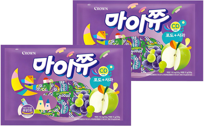 마이쮸 츄잉캔디 포도 사과, 720g, 2개