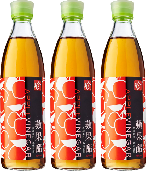 百家珍 蘋果醋 清爽酸甜, 600ml, 3瓶