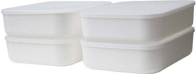 가규 국내제조 모던 라운드 팬트리 리빙박스, 화이트, 낮은형 M, 4개