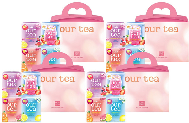 JARDIN our tea All The Time 粉紅禮盒, 檸檬伯爵茶 4入 + 柳橙葡萄柚紅茶 4入 + 莓果洛神花茶 4入 + 扁桃冷萃茶 4入, 4套