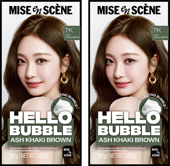 mise en scene 魅尚萱 Hello Bubble泡沫染髮劑, 7K灰卡其棕, 2盒