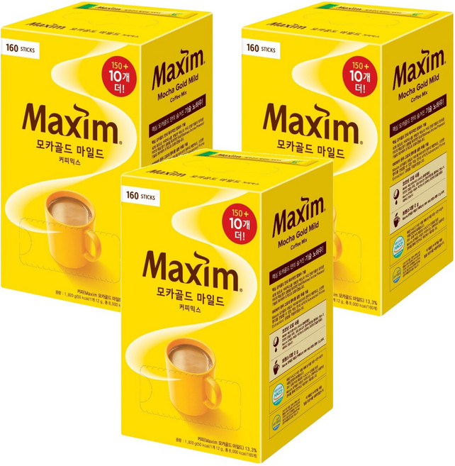 맥심 모카골드 마일드 커피 믹스, 12g, 160개입, 3박스