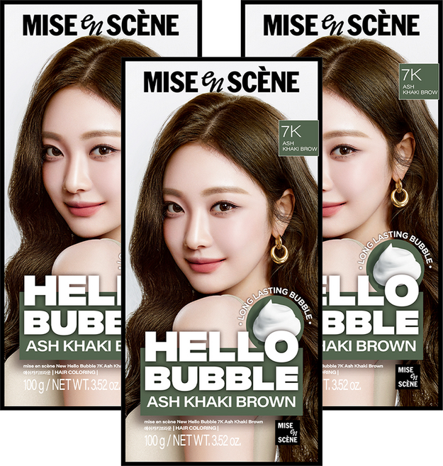 mise en scene 魅尚萱 Hello Bubble 染髮劑, 7K煙灰卡其棕, 3個