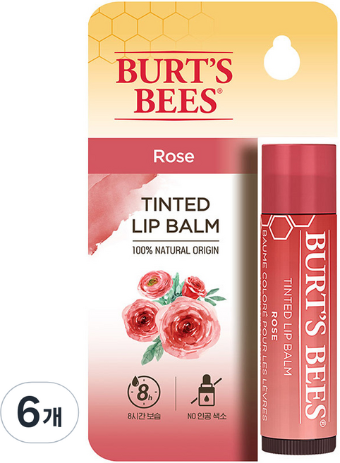 버츠비 틴티드 립밤, 로즈, 4.25g, 6개