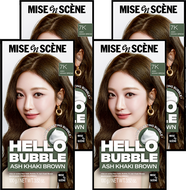 mise en scene 魅尚萱 Hello Bubble 染髮劑, 7K灰卡其棕, 4個