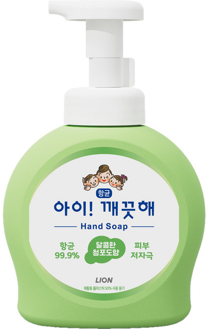 아이깨끗해 항균 폼 핸드솝 청포도향, 490ml, 1개