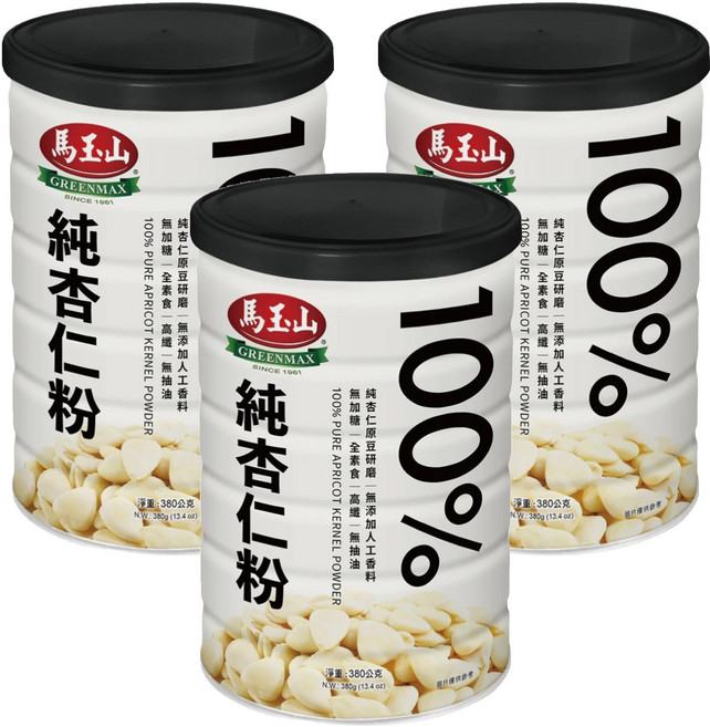 馬玉山 100%純杏仁粉, 380g, 3罐