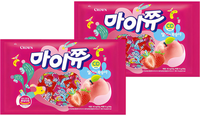 마이쮸 츄잉캔디 딸기 복숭아, 720g, 2개