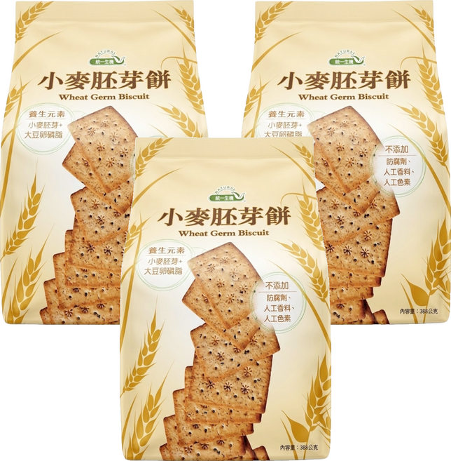 統一生機 小麥胚芽餅, 336g, 3包