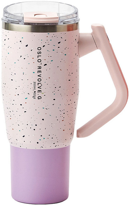 오슬로 리볼브 G 회전 핸들 텀블러, 도트핑크, 950ml, 1개