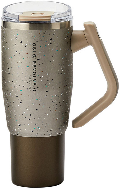 오슬로 리볼브 G 회전 핸들 텀블러, 도트브라운, 950ml, 1개