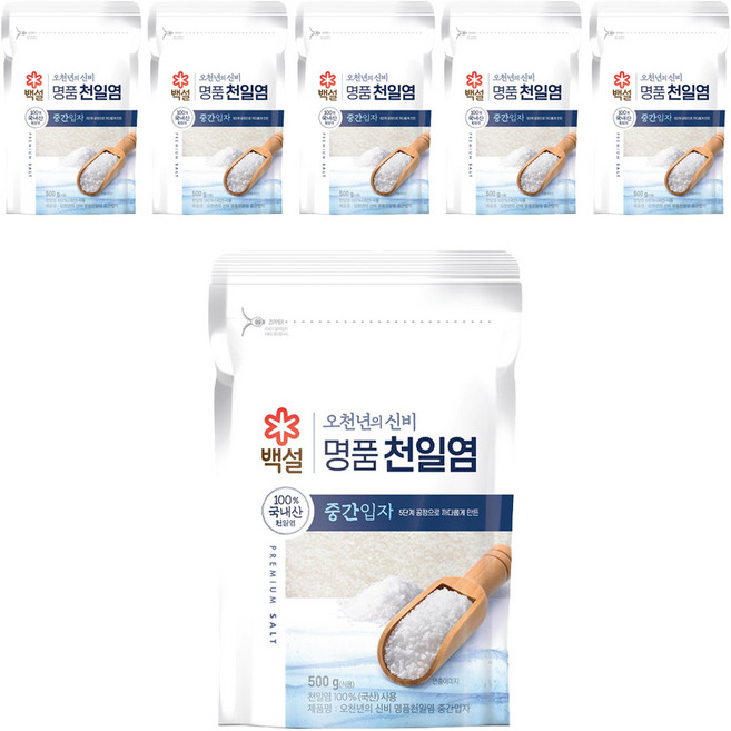오천년의 신비 중간입자 천일염, 500g, 6개
