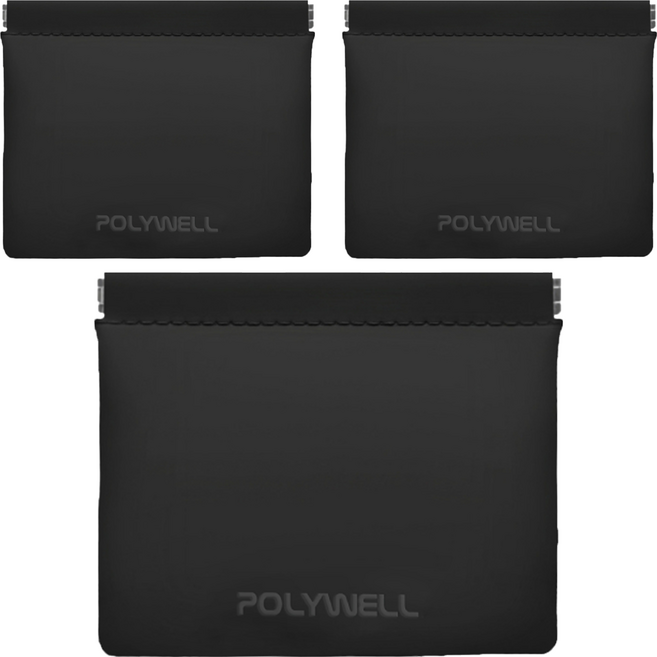 POLYWELL 寶利威爾 PU彈片收納包 PW15-T65-0808 15 x 11.5cm, 黑色, 3個