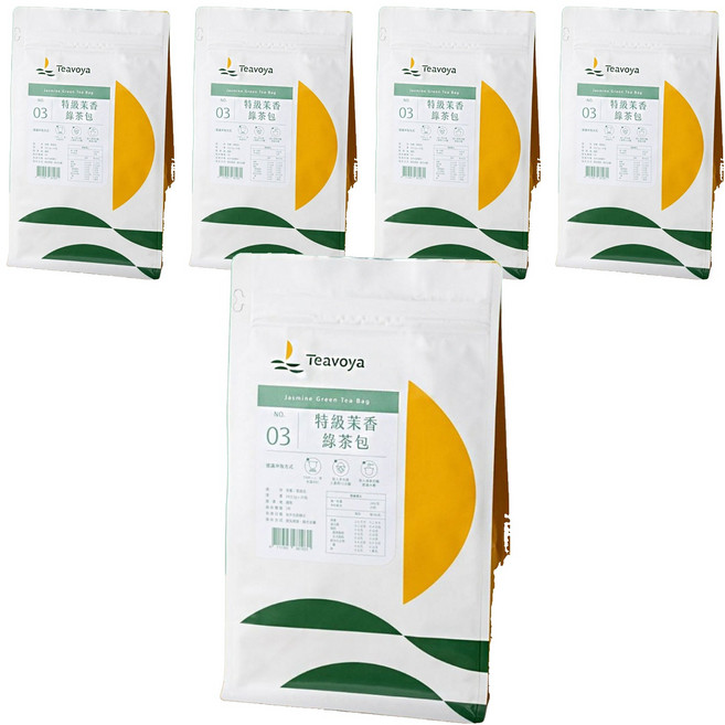 Teavoya 嘉柏茶業 特級茉香綠茶包, 24g, 25包, 5袋