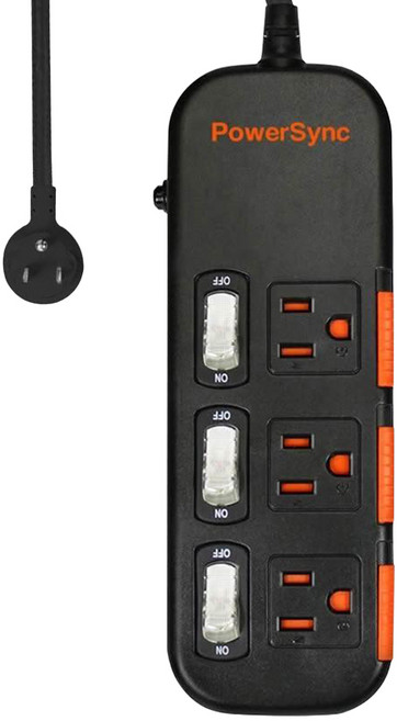 PowerSync 群加 3開3插滑蓋防塵防雷擊延長線 3孔 TS3X0027, 1條