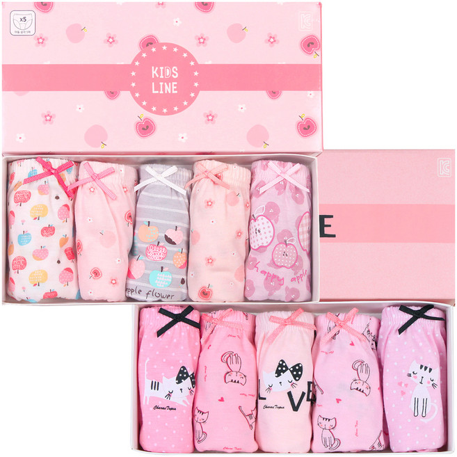 캐릭토피아 여아용 삼각 팬티 애플 5종 + 프리티 5종 세트
