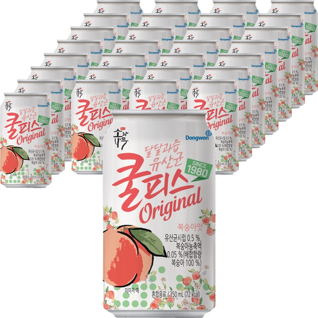 동원 마시는유산균 쿨피스 복숭아맛, 350ml, 48개