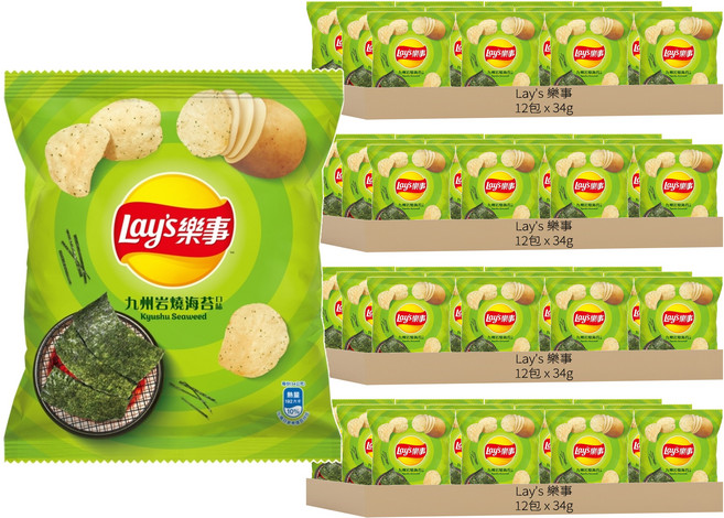 Lay's 樂事 洋芋片 九州岩燒海苔, 34g, 48包